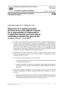 BUREAU INTERNATIONAL DU TRAVAIL  Conseil d’administration Commission des réunions sectorielles et techniques et des questions connexes