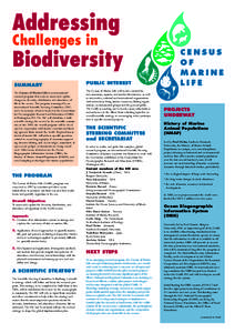 Biogeography / Zoology / Oceanography / Census of Marine Life / Ocean Biogeographic Information System / Woods Hole Oceanographic Institution / National Oceanographic Partnership Program / Marine Biological Laboratory / Office of Naval Research / Biology / Marine biology / Ecology