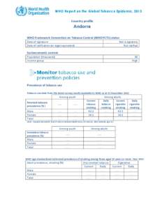 WHO Report on the Global Tobacco Epidemic, 2013 Country profile