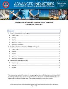 ADVANCED INDUSTRIES ACCELERATOR GRANT PROGRAM APPLICATION GUIDELINES Contents I.