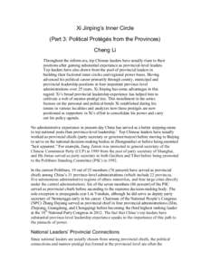 Xi Jinping / Zeng Qinghong / Politburo Standing Committee of the Communist Party of China / Li Keqiang / Li Zhanshu / Han Zheng / Huang Ju / Xi Zhongxun / Yu Zhengsheng / Crown Prince Party / Communist Party of China / Politics of China