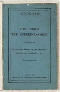 Address of his Honor, the Superintendent on opening the Seventeenth Session of the Provincial Council of Canterbury, N.Z., 22nd October, 1861.