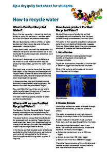 Up a dry gully fact sheet for students  How to recycle water What is Purified Recycled Water?