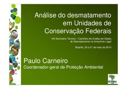Análise do desmatamento em Unidades de Conservação Federais VIII Seminário Técnico – Científico de Análise de Dados do Desmatamento na Amazônia Legal Brasília, 20 e 21 de maio de 2010