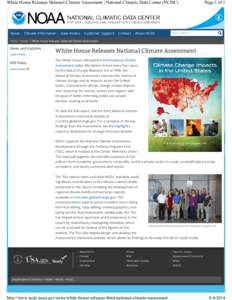 White House Releases National Climate Assessment | National Climatic Data Center (NCDC)  Page 1 of 1 National Climatic Data Center