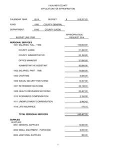 FAULKNER COUNTY APPLICATION FOR APPROPRIATION CALENDAR YEAR:  2014