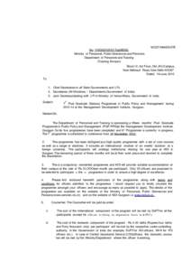 No. 110Q[removed]Trg(MDIG) Ministry of Personnel, Public Grievances and Pensions Department of Personnel and Training (Training Division)  MOSTIMMEDIATE