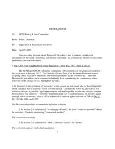 MEMORANDUM To: SCPD Policy & Law Committee  From: Brian J. Hartman