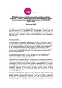 CFDG Comments on Draft Recommendations to Member States Regarding a Code of Conduct for Non-profit Organisations to Promote Transparency and Accountability Best Practices (JLS/D2/DB/NSK D[removed]September 2005