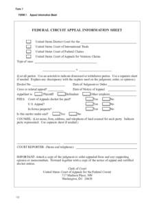 FORM 7. Appeal Information Sheet