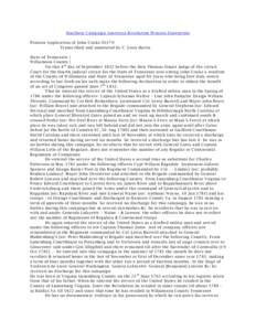 Southern Campaign American Revolution Pension Statements Pension Application of John Cooke S3179 Transcribed and annotated by C. Leon Harris State of Tennessee } W illiamson County } On this 4 th day of September 1832 be