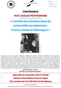 CONFÉRENCE Prof. Roland PFEFFERKORN Facultés des Sciences sociales, Université de Strasbourg ©Association Curie Joliot-Curie