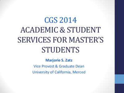 ACADEMIC & STUDENT SERVICES FOR MASTER’S STUDENTS