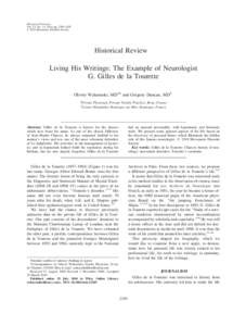 Movement Disorders Vol. 25, No. 14, 2010, pp. 2290–2295 Ó 2010 Movement Disorder Society Historical Review Living His Writings: The Example of Neurologist