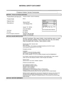 MATERIAL SAFETY DATA SHEET  Potassium Sodium Tartrate Tetrahydrate SECTION 1 . Product and Company Idenfication  Product Name and Synonym: