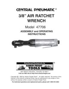 ®  3/8” AIR RATCHET WRENCH Model[removed]ASSEMBLY and OPERATING