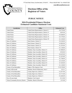 777 East Rialto Avenue, San Bernardino, CA 92415 | Phone: Fax: www.SBCountyElections.com Elections Office of the Registrar of Voters