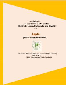 Guidelines for the Conduct of Test for Distinctiveness, Uniformity and Stability On  Apple