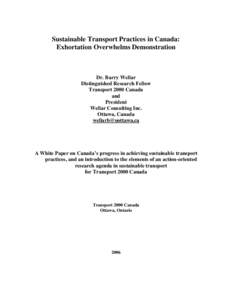 Sustainable Transport Practices in Canada: