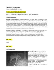 WDFW Wildlife Program Weekly Report December 23-29, 2013