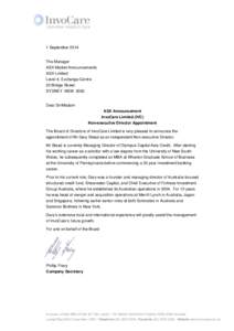 Microsoft Word - Gary Stead appointment announcement 1 September 2014