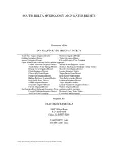 SOUTH DELTA HYDROLOGY AND WATER RIGHTS  Comments of the SAN JOAQUIN RIVER GROUP AUTHORITY South San Joaquin Irrigation District Modesto Irrigation District