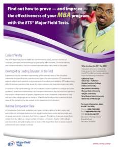 Educational Testing Service, Major Field Tests MBA Conference flyer