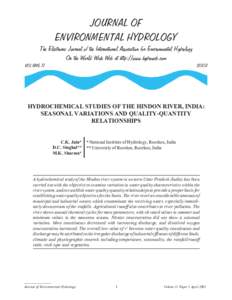 JOURNAL OF ENVIRONMENTAL HYDROLOGY The Electronic Journal of the International Association for Environmental Hydrology On the World Wide Web at http://www.hydroweb.com VOLUME 11