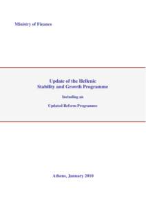 Ministry of Finance  Update of the Hellenic Stability and Growth Programme Including an Updated Reform Programme