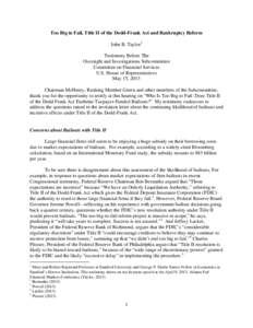 Debt / Insolvency / Bank regulation in the United States / Late-2000s financial crisis / United States federal banking legislation / Bailout / Bankruptcy / Dodd–Frank Wall Street Reform and Consumer Protection Act / Debt restructuring / Economics / Business / Economic history