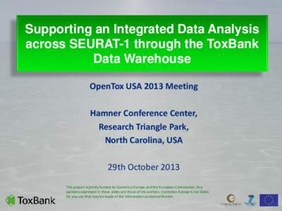 Supporting an Integrated Data Analysis across SEURAT-1 through the ToxBank Data Warehouse OpenTox USA 2013 Meeting Hamner Conference Center, Research Triangle Park,