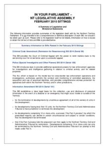 Parliament of Singapore / Northern Territory / Geography of Oceania / Geography of Australia / States and territories of Australia / James Madison / United States Constitution / Northern Territory Legislative Assembly