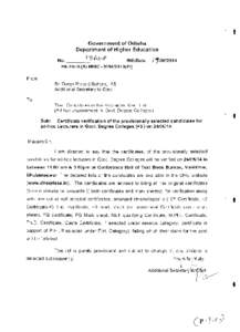 Government of Odisha Department of Higher Education No[removed] ~. IHE/Date:lVJ _l!J[removed]