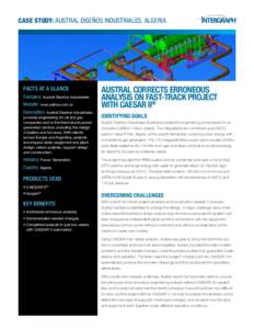 CASE STUDY: AUSTRAL DISEÑOS INDUSTRIALES, ALGERIA  FACTS AT A GLANCE Company: Austral Diseños Industriales Website: www.adinsa.com.ar Description: Austral Diseños Industriales