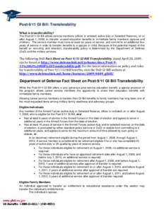 Post-9/11 GI Bill: Transferability