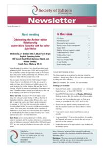 Newsletter Volume 36 number 14 October[removed]Next meeting