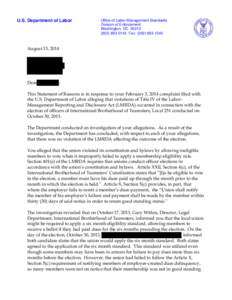 Change to Win Federation / Trade unions in the United States / Office of Labor-Management Standards / United States / Teamsters / James P. Hoffa / American studies / 86th United States Congress / Labor Management Reporting and Disclosure Act / Economy of the United States