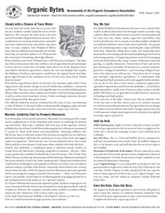 Organic Bytes · Newsweekly of the Organic Consumers Association Condensed version · Read the full version online: organicconsumers.org/bytes/ob436.html #436 · August 7, 2014  Cloudy with a Chance of Toxic Water