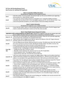 FCC Form 462 (Funding Request Form) Best Practices for Individual HCP Applicants Line 7 Line 8