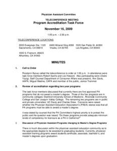 Physician Assistant Committe - November 16, 2009 Meeting Minutes