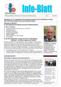 Mitteilungsblatt des Fördervereins Mammutmuseum Niederweningen  Nr. 10 April 2015
