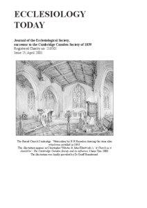 ECCLESIOLOGY TODAY Journal of the Ecclesiological Society,