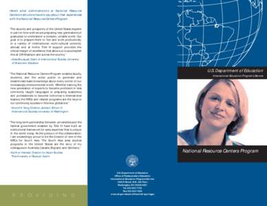 National Resource Centers Program - Brochure (PDF)