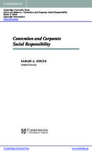 Cambridge University Press[removed]9 - Contention and Corporate Social Responsibility Sarah A. Soule Copyright Information More information