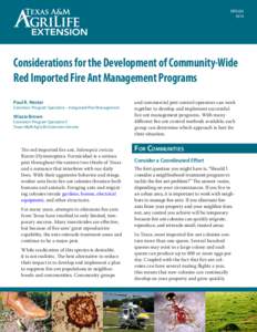 ENTO[removed]Considerations for the Development of Community-Wide Red Imported Fire Ant Management Programs Paul R. Nester