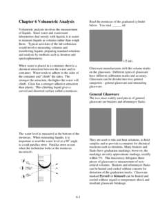 New Mexico Wastewater Laboratory Certification Study Guide - Chapter 6:  Volumetric Analysis