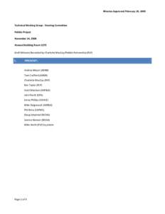 Minutes Approved February 20, 2009    Technical Working Group ‐ Steering Committee  Pebble Project  November 14, 2008 