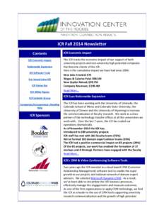 ICR Fall 2014 Newsletter Contents ICR Economic Impact Nationwide Expansion ICR Software Tools Eco-Vessel Joins ICR