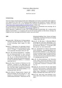 FRONTINUS-B IBLIOGRAPHIE 2007 – 2012 Wolfram Letzner Vorbemerkung Nach einer langen Unterbrechung wird die Jahres-Bibliographie der Frontinus-Gesellschaft wieder aufgenommen, beginnend mit demDie Gestaltung efol