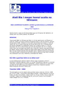 HBSC na hÉireann 2002, Bileog Fíricí Taighde Uimhir 6  Aistí Bia i measc leanaí scoile na hÉireann HBSC (IOMPRÍOCHT SLÁINTE i LEANAÍ ag AOIS SCOILE) na hÉIREANN 2002